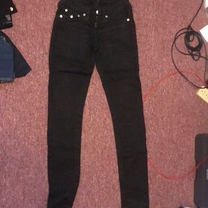 True Religion Jeans With Flaps In Distressed Black